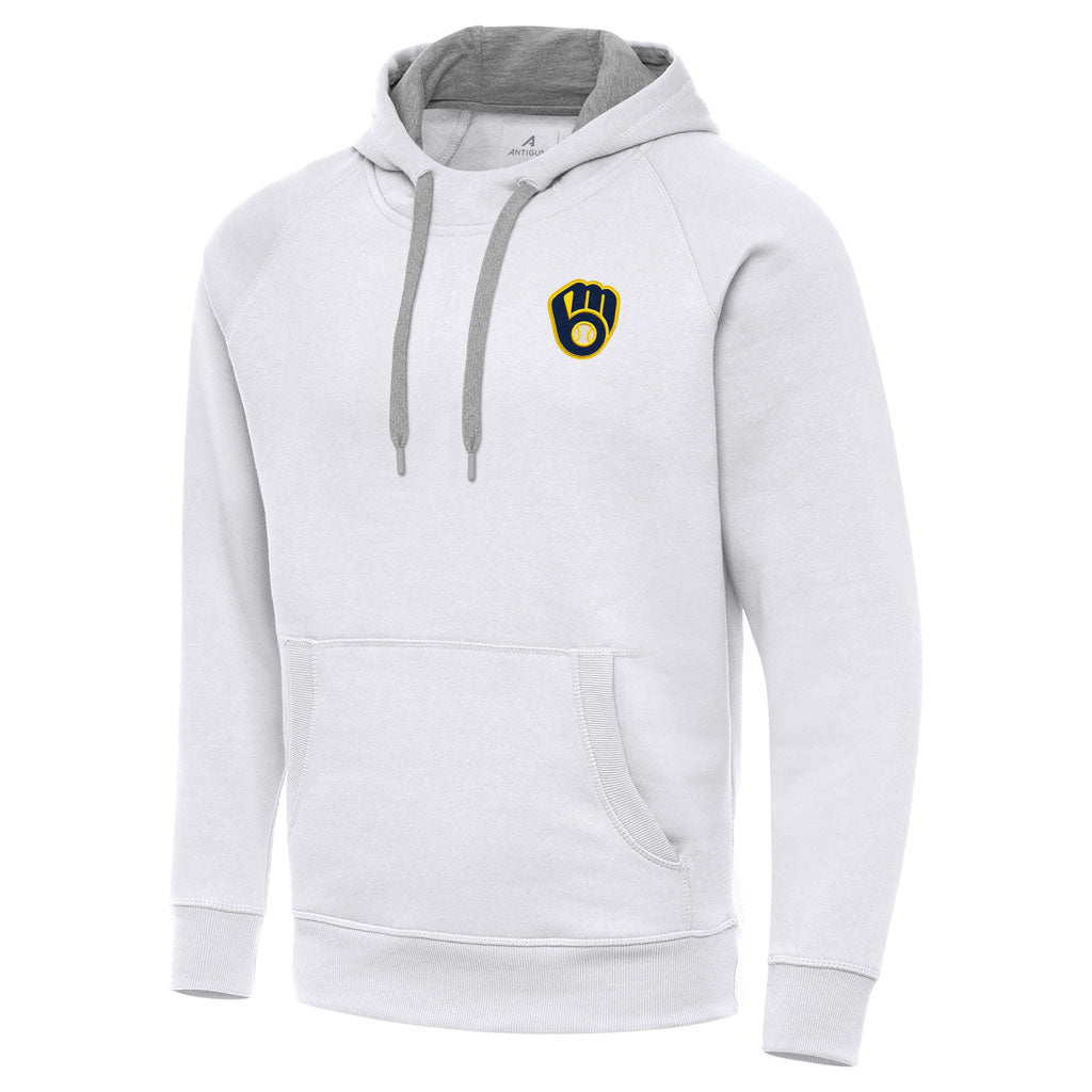MLB Milwaukee Brewers Antigua Victory Pullover Hoodie - White