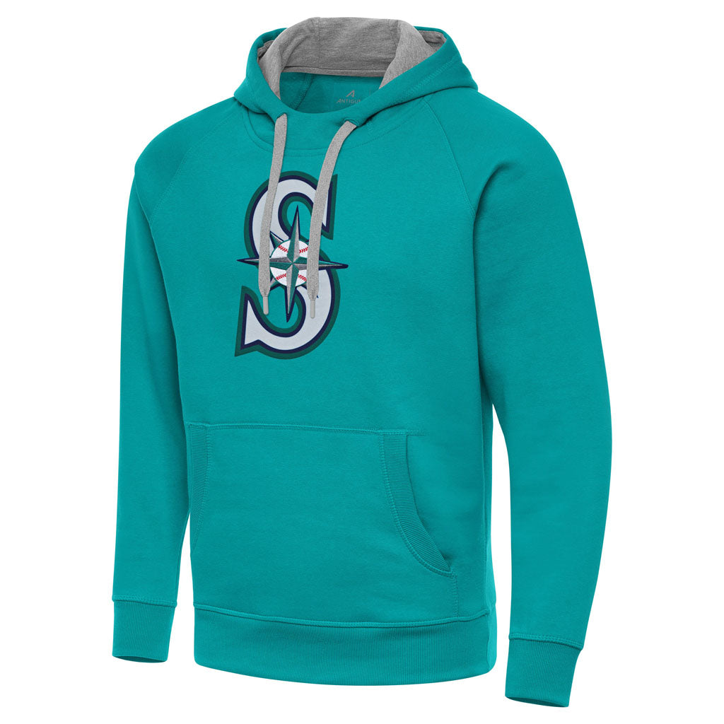 MLB Seattle Mariners Antigua Full Front Victory Pullover Hoodie - Teal
