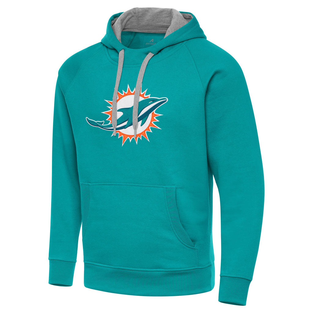 NFL Miami Dolphins Antigua Full Front Victory Pullover Hoodie - Teal