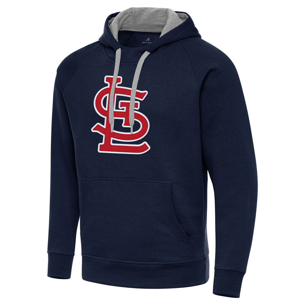 MLB St. Louis Cardinals Antigua Full Front Victory Pullover Hoodie - Navy