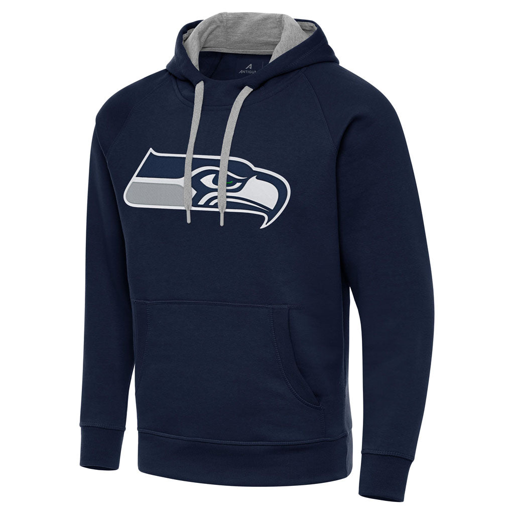 NFL Seattle Seahawks Antigua Full Front Victory Pullover Hoodie - Navy
