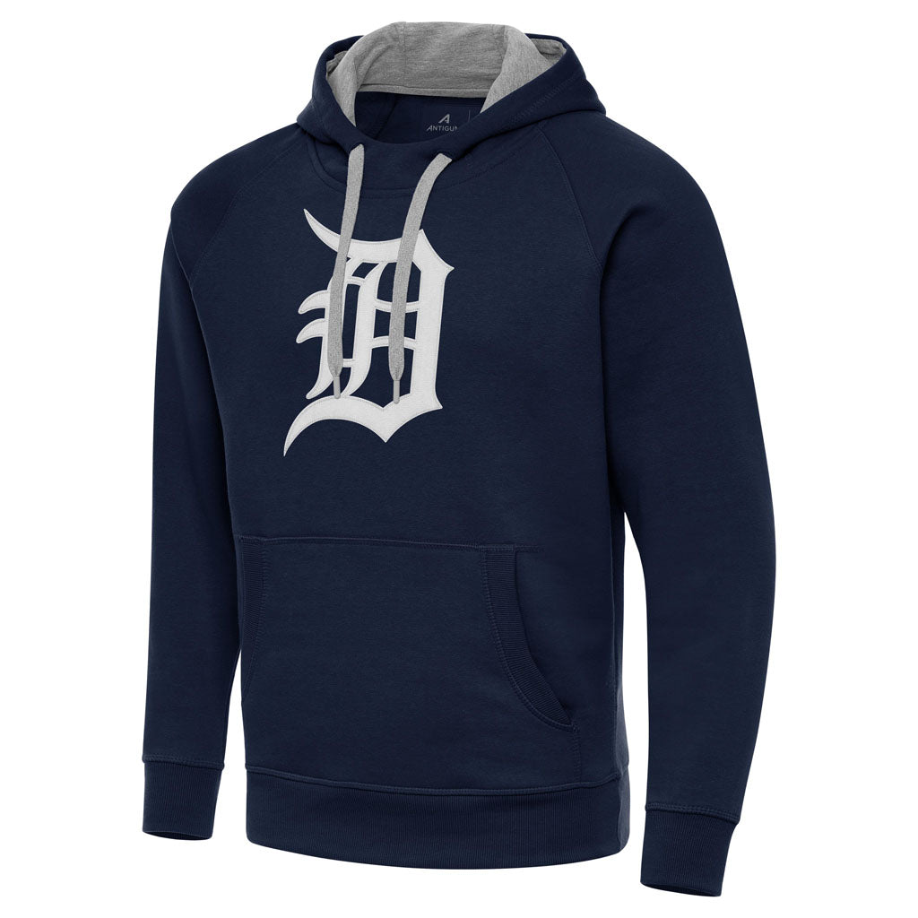 MLB Detroit Tigers Antigua Full Front Victory Pullover Hoodie - Navy