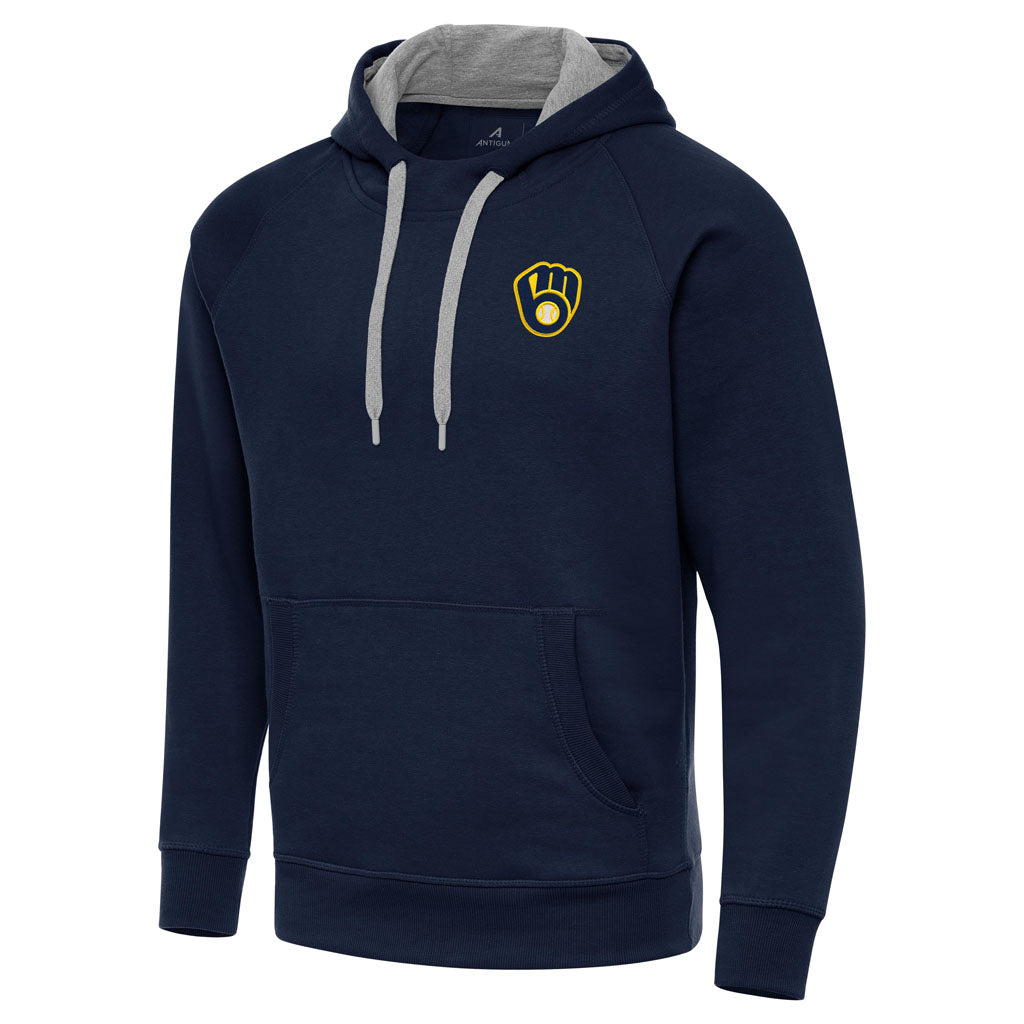 MLB Milwaukee Brewers Antigua Victory Pullover Hoodie - Navy