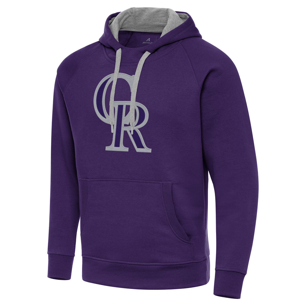 MLB Colorado Rockies Antigua Full Front Victory Pullover Hoodie - Purple