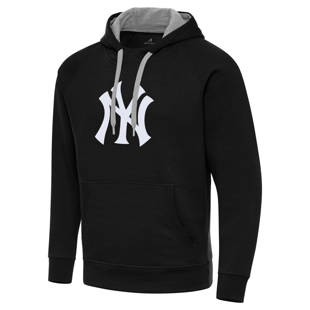 MLB New York Yankees Antigua Full Front Victory Pullover Hoodie - Black