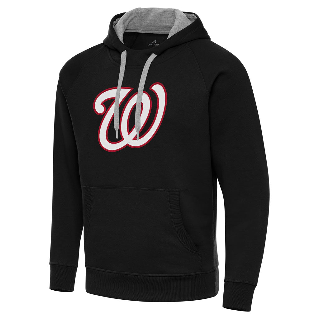 MLB Washington Nationals Antigua Full Front Victory Pullover Hoodie - Black