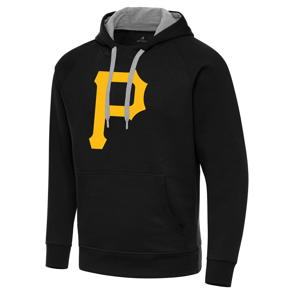 MLB Pittsburgh Pirates Antigua Full Front Victory Pullover Hoodie - Black