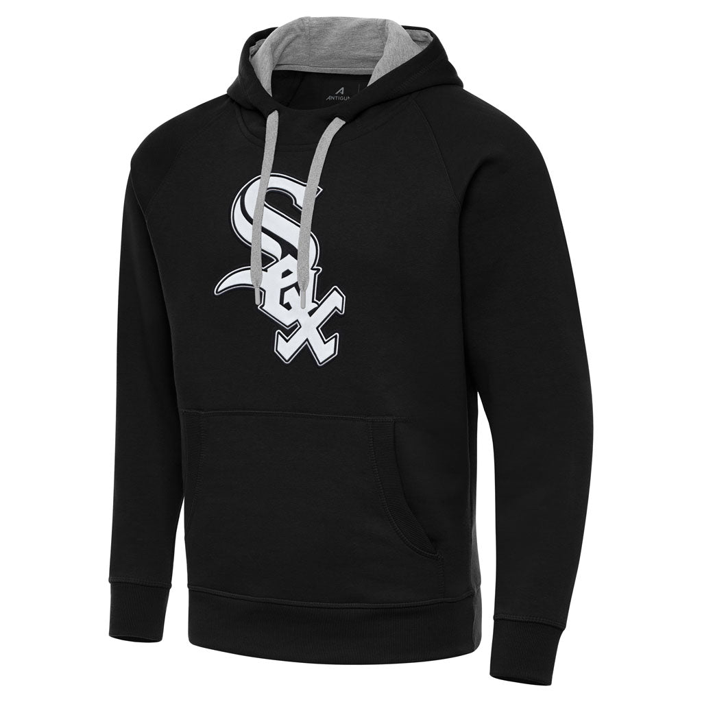 MLB Chicago White Sox Antigua Full Front Victory Pullover Hoodie - Black