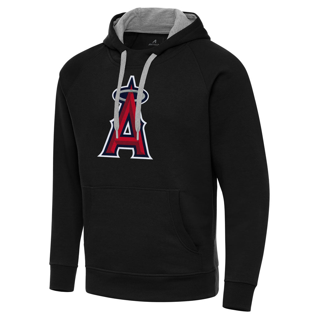MLB Los Angeles Angels Antigua Full Front Victory Pullover Hoodie - Black