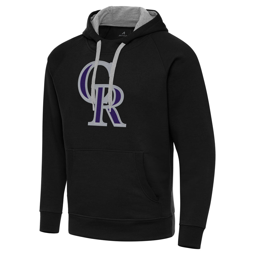 MLB Colorado Rockies Antigua Full Front Victory Pullover Hoodie - Black