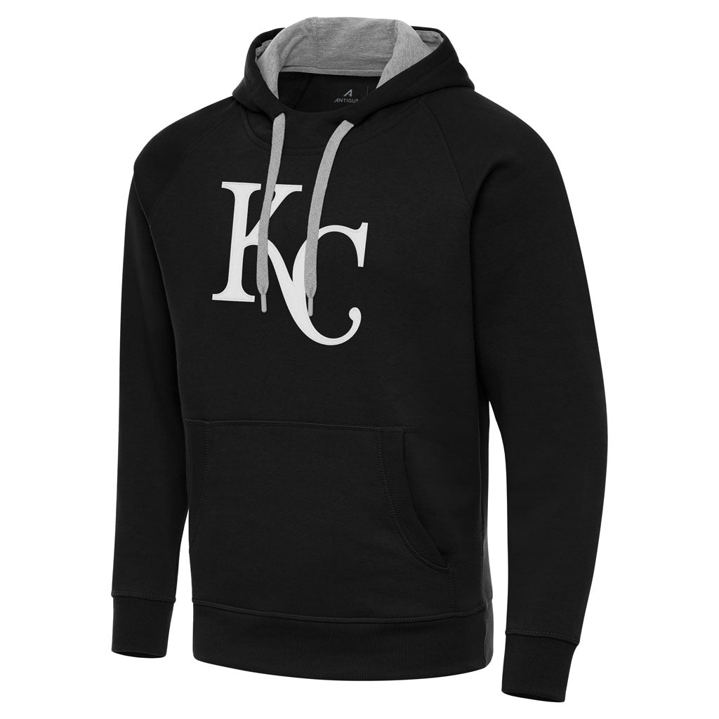 MLB Kansas City Royals Antigua Full Front Victory Pullover Hoodie - Black