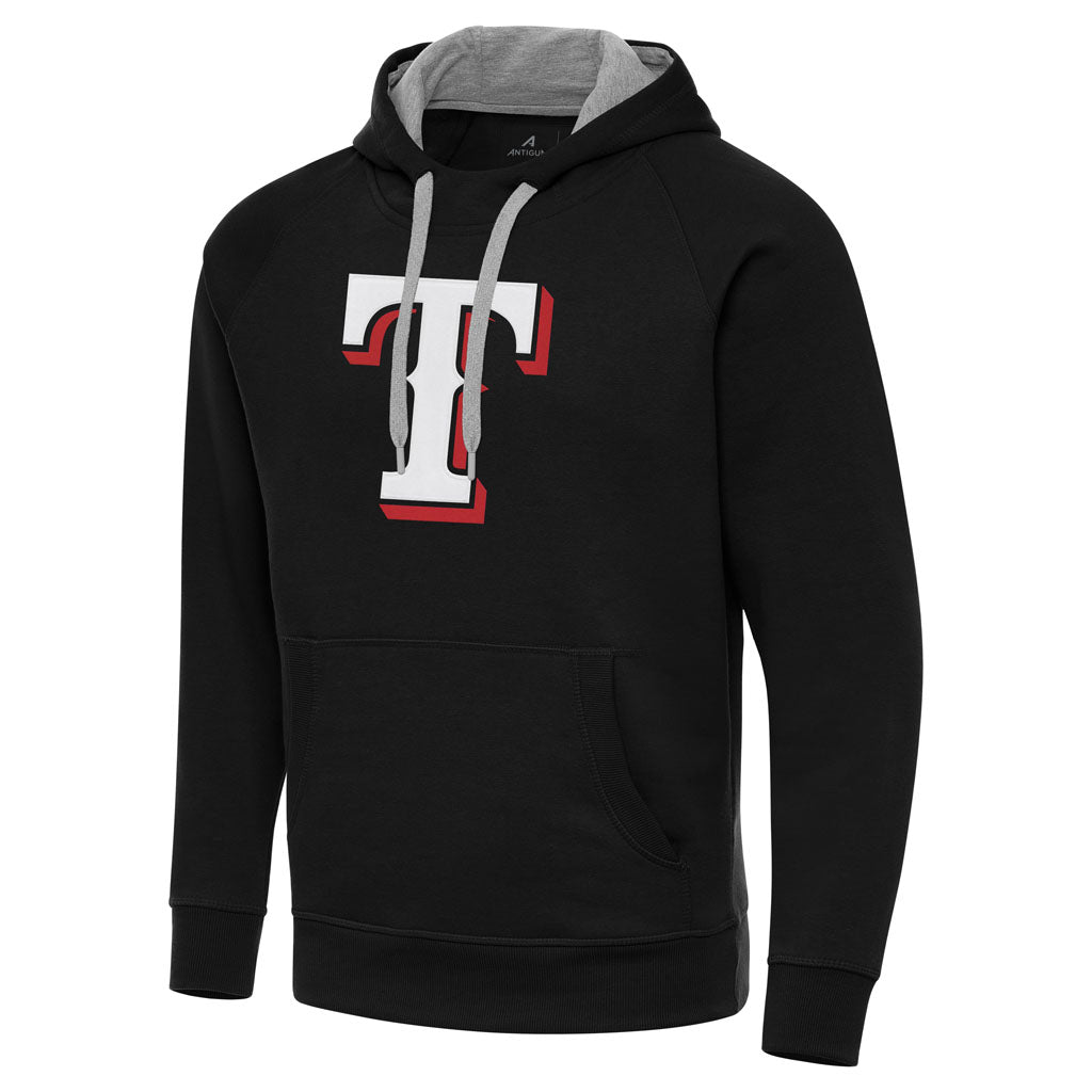 MLB Texas Rangers Antigua Full Front Victory Pullover Hoodie - Black