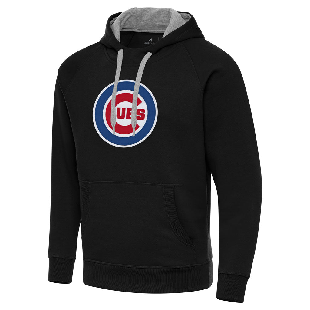 MLB Chicago Cubs Antigua Full Front Victory Pullover Hoodie - Black
