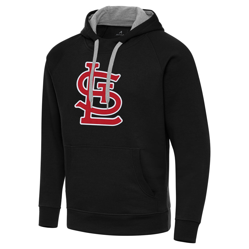 MLB St. Louis Cardinals Antigua Full Front Victory Pullover Hoodie - Black