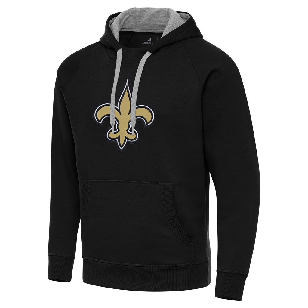 NFL New Orleans Saints Antigua Full Front Victory Pullover Hoodie - Black