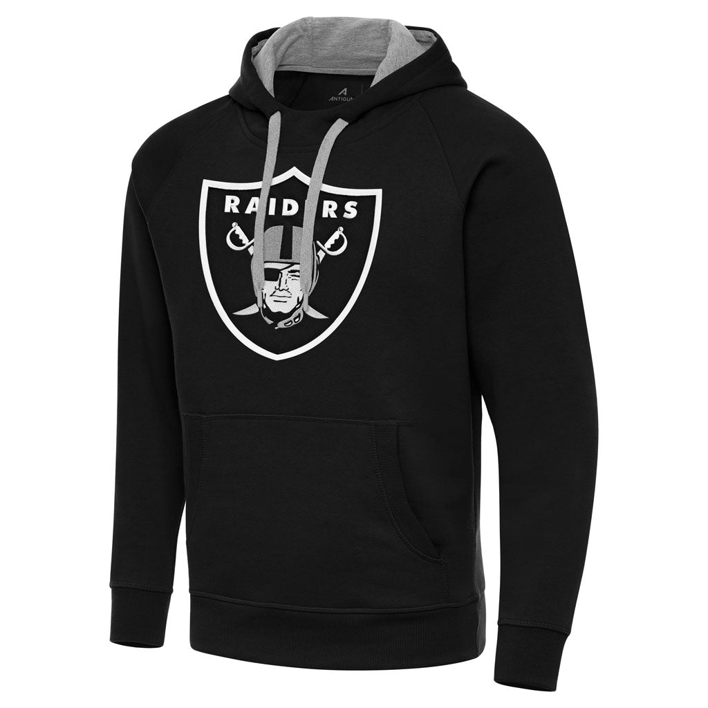 NFL Las Vegas Raiders Antigua Full Front Victory Pullover Hoodie - Black
