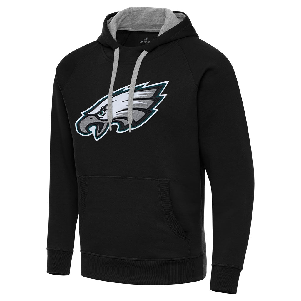 NFL Philadelphia Eagles Antigua Full Front Victory Pullover Hoodie - Black