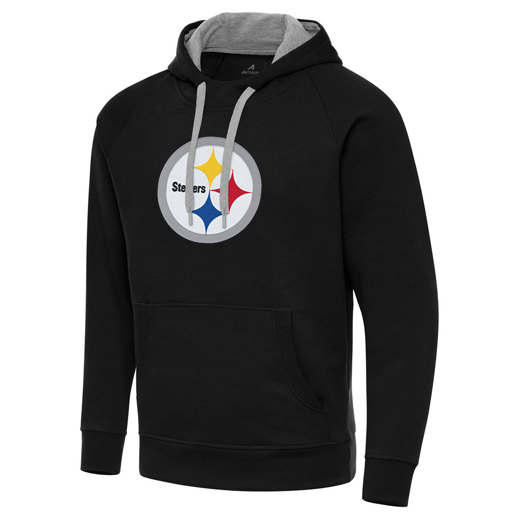 NFL Pittsburgh Steelers Antigua Full Front Victory Pullover Hoodie - Black