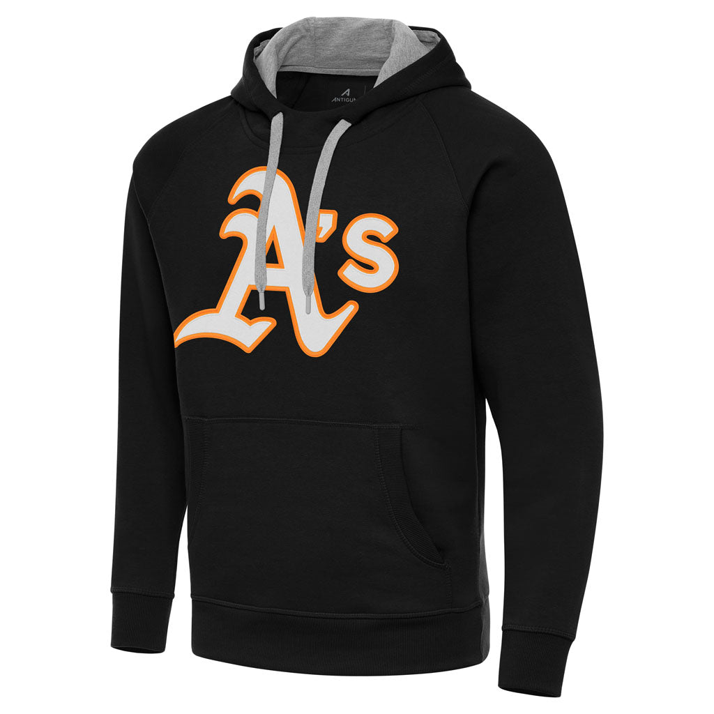 MLB Athletics Antigua Full Front Victory Pullover Hoodie - Black