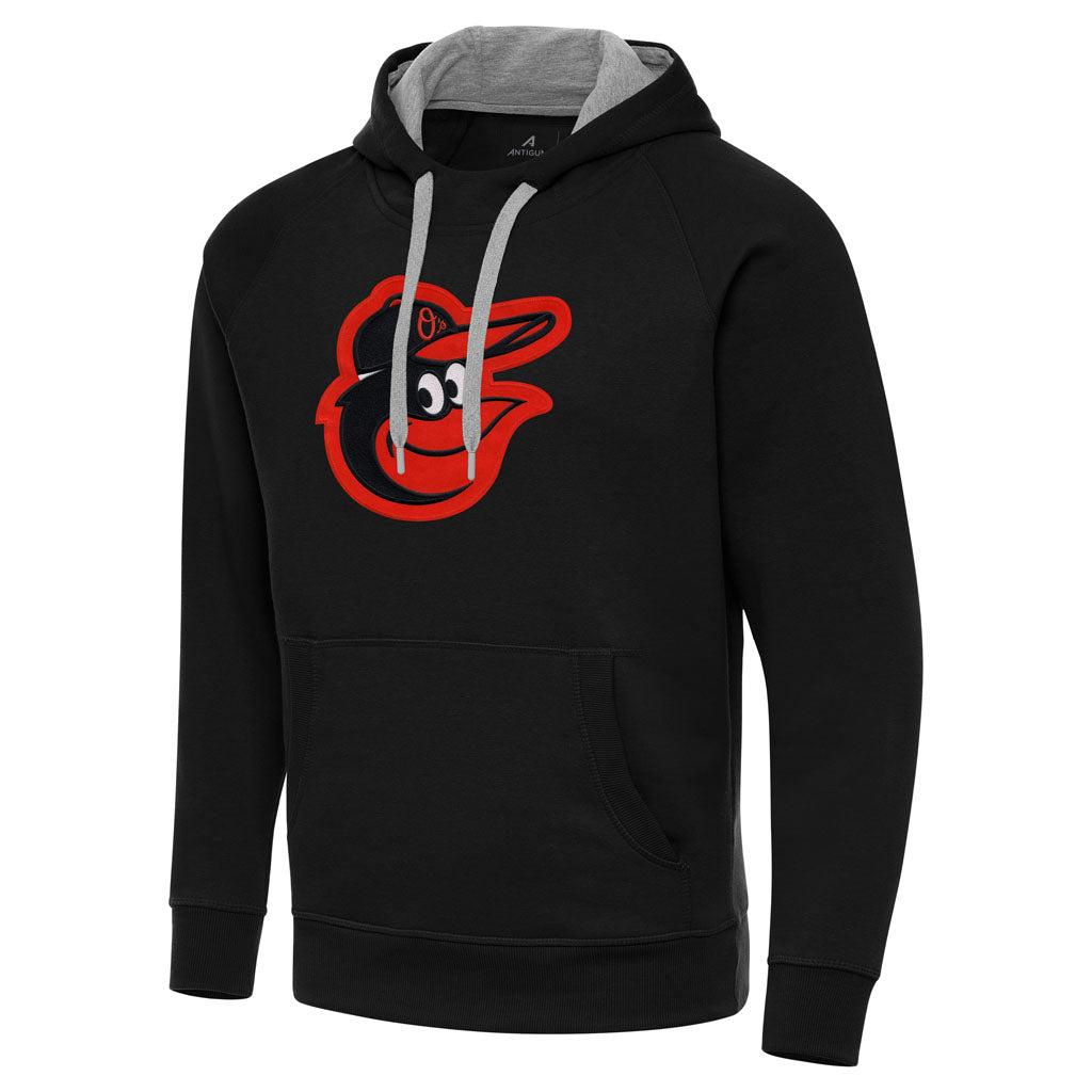MLB Baltimore Orioles Antigua Full Front Victory Pullover Hoodie - Black