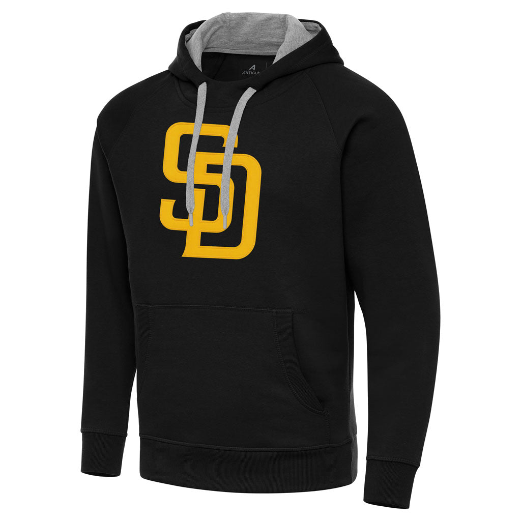 MLB San Diego Padres Antigua Full Front Victory Pullover Hoodie - Black