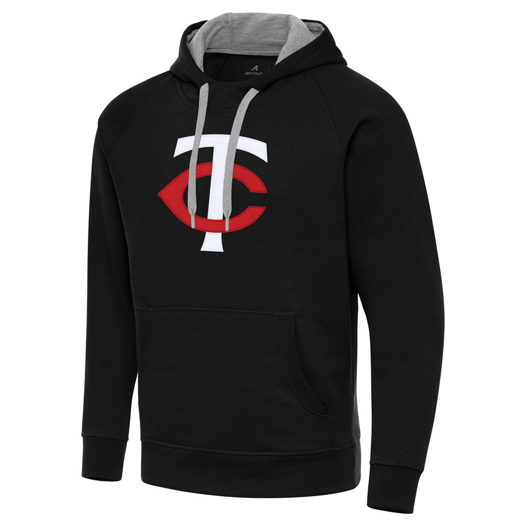 MLB Minnesota Twins Antigua Full Front Victory Pullover Hoodie - Black
