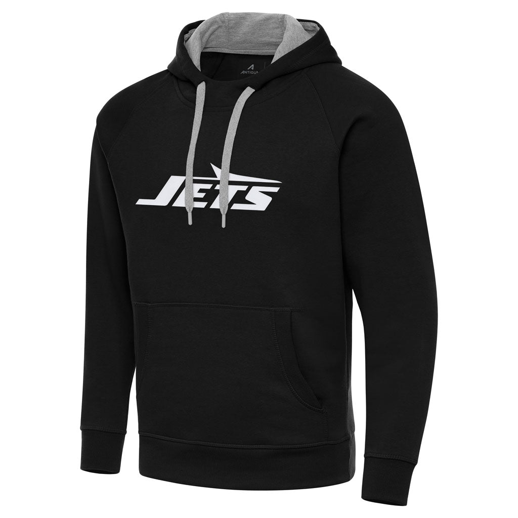NFL New York Jets Antigua Full Front Victory Pullover Hoodie - Black