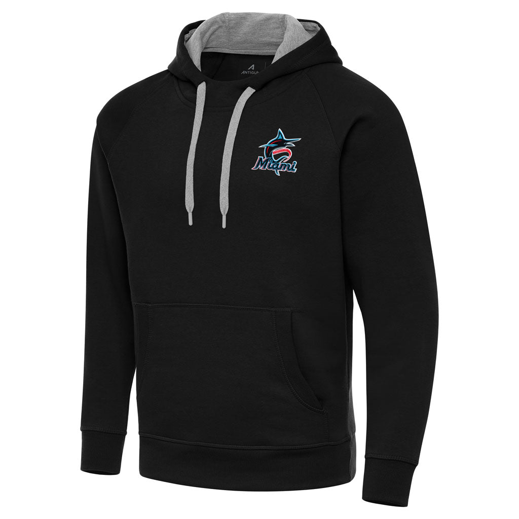 MLB Miami Marlins Antigua Victory Pullover Hoodie - Black