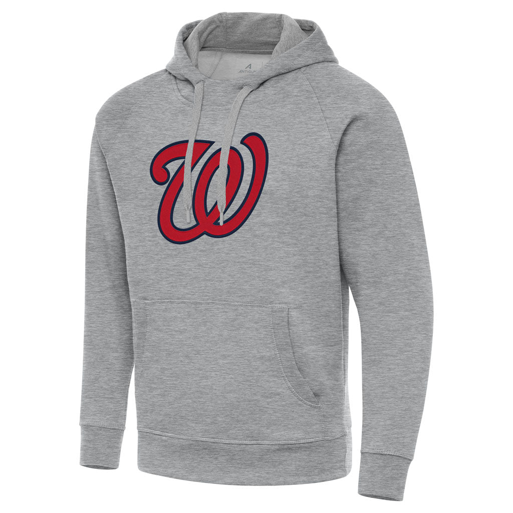 MLB Washington Nationals Antigua Full Front Victory Pullover Hoodie - Heather gray