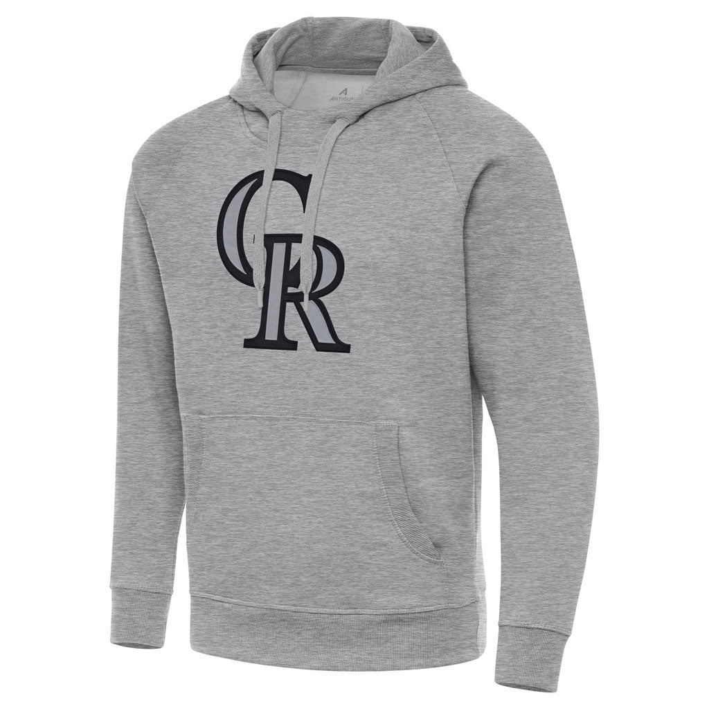 MLB Colorado Rockies Antigua Full Front Victory Pullover Hoodie - Heather gray