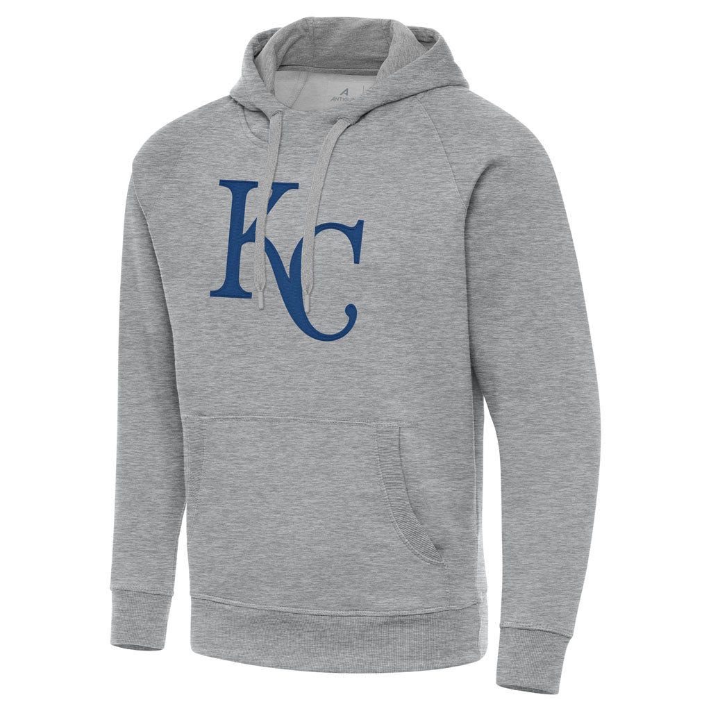 MLB Kansas City Royals Antigua Full Front Victory Pullover Hoodie - Heather gray