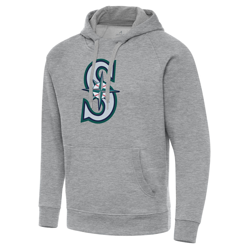 MLB Seattle Mariners Antigua Full Front Victory Pullover Hoodie - Heather gray