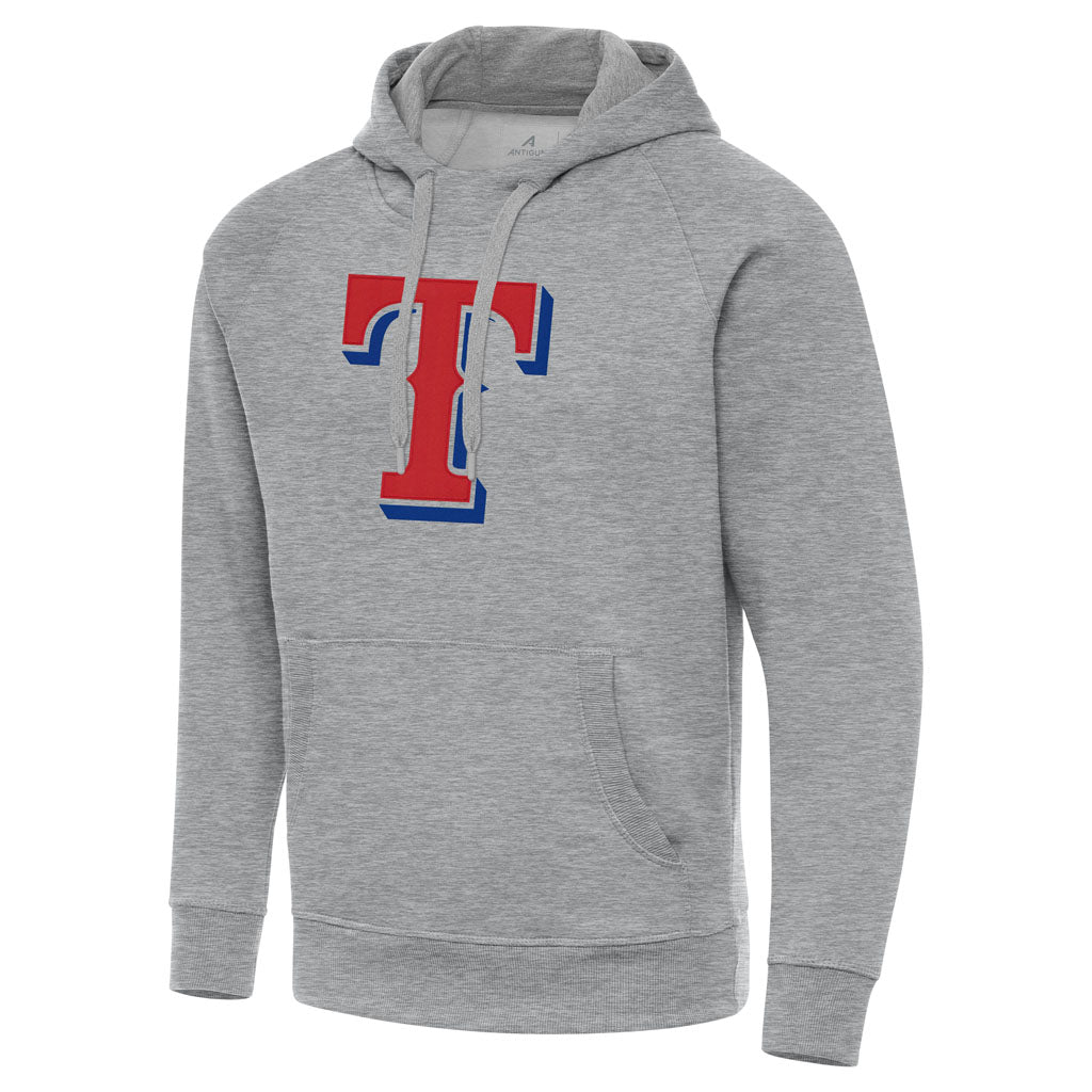 MLB Texas Rangers Antigua Full Front Victory Pullover Hoodie - Heather gray
