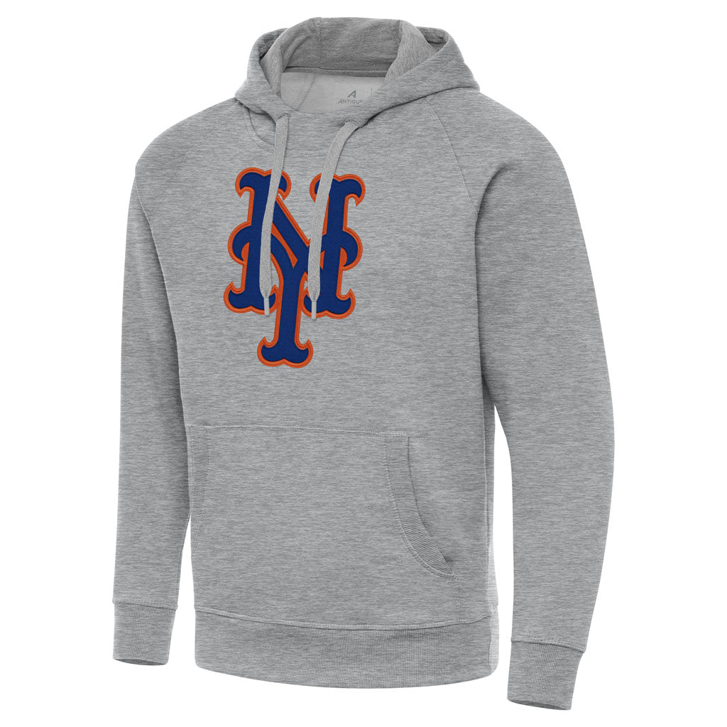MLB New York Mets Antigua Full Front Victory Pullover Hoodie - Heather gray
