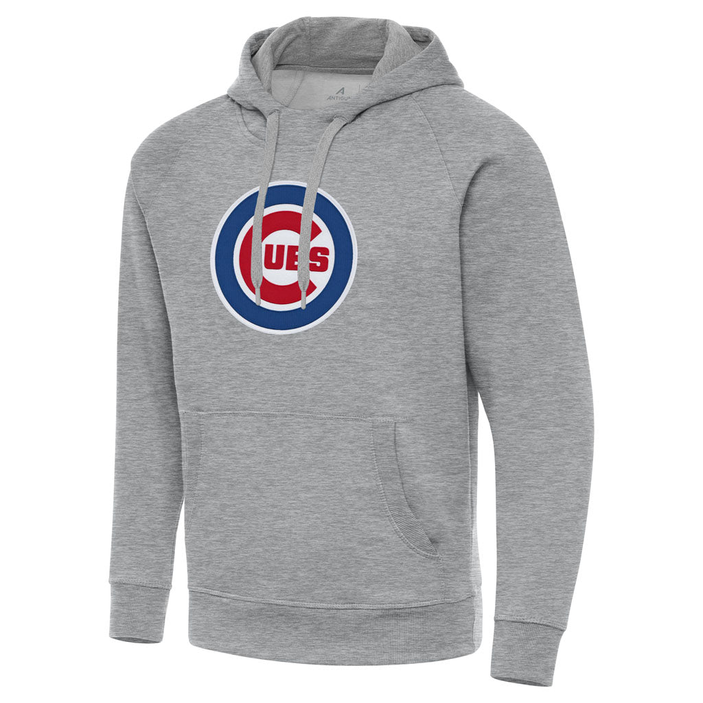 MLB Chicago Cubs Antigua Full Front Victory Pullover Hoodie - Heather gray
