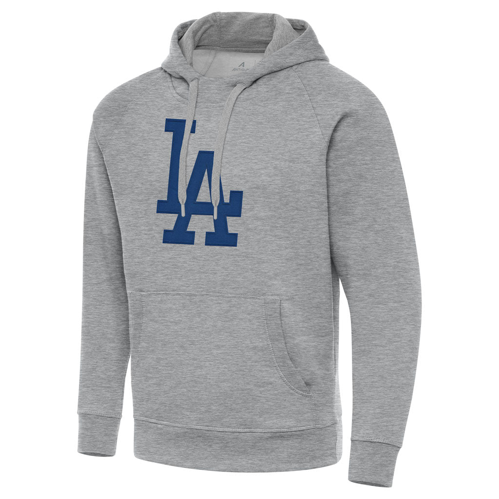 MLB Los Angeles Dodgers Antigua Full Front Victory Pullover Hoodie - Heather gray
