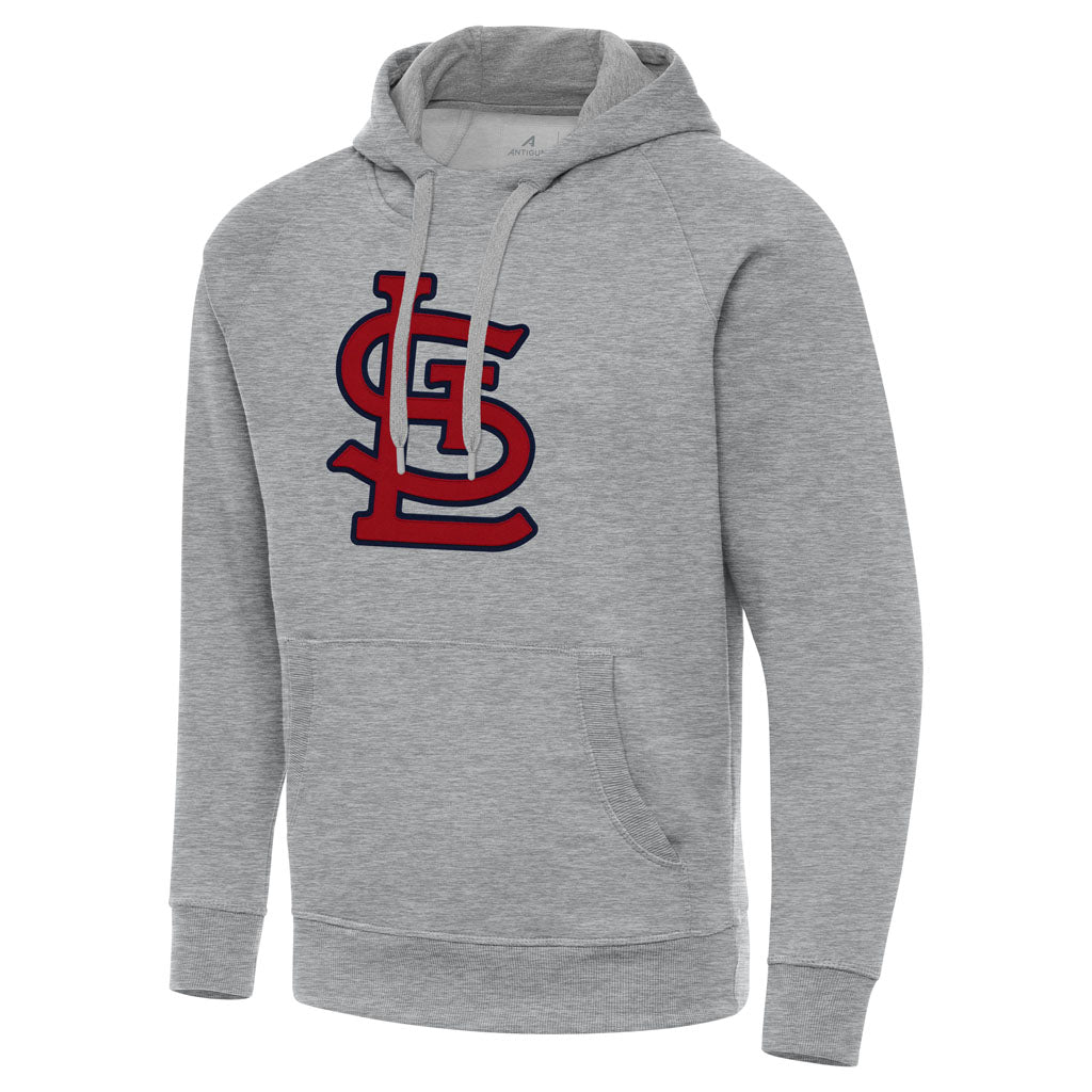MLB St. Louis Cardinals Antigua Full Front Victory Pullover Hoodie - Heather gray