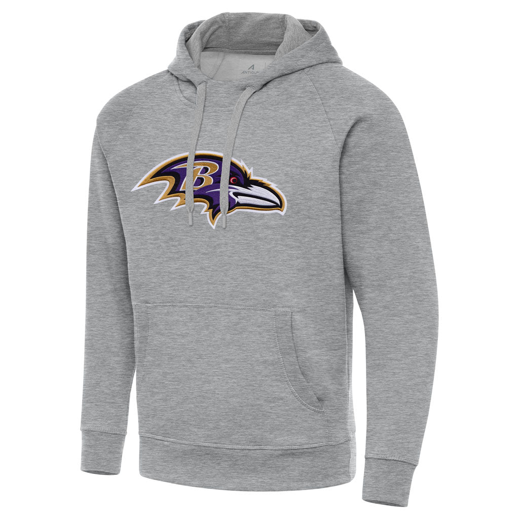 NFL Baltimore Ravens Antigua Full Front Victory Pullover Hoodie - Heather gray