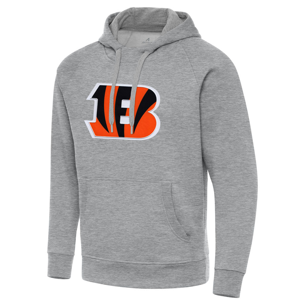 NFL Cincinnati Bengals Antigua Full Front Victory Pullover Hoodie - Heather gray