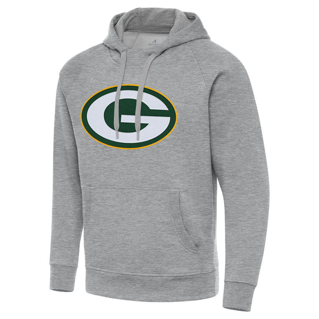 NFL Green Bay Packers Antigua Full Front Victory Pullover Hoodie - Heather gray