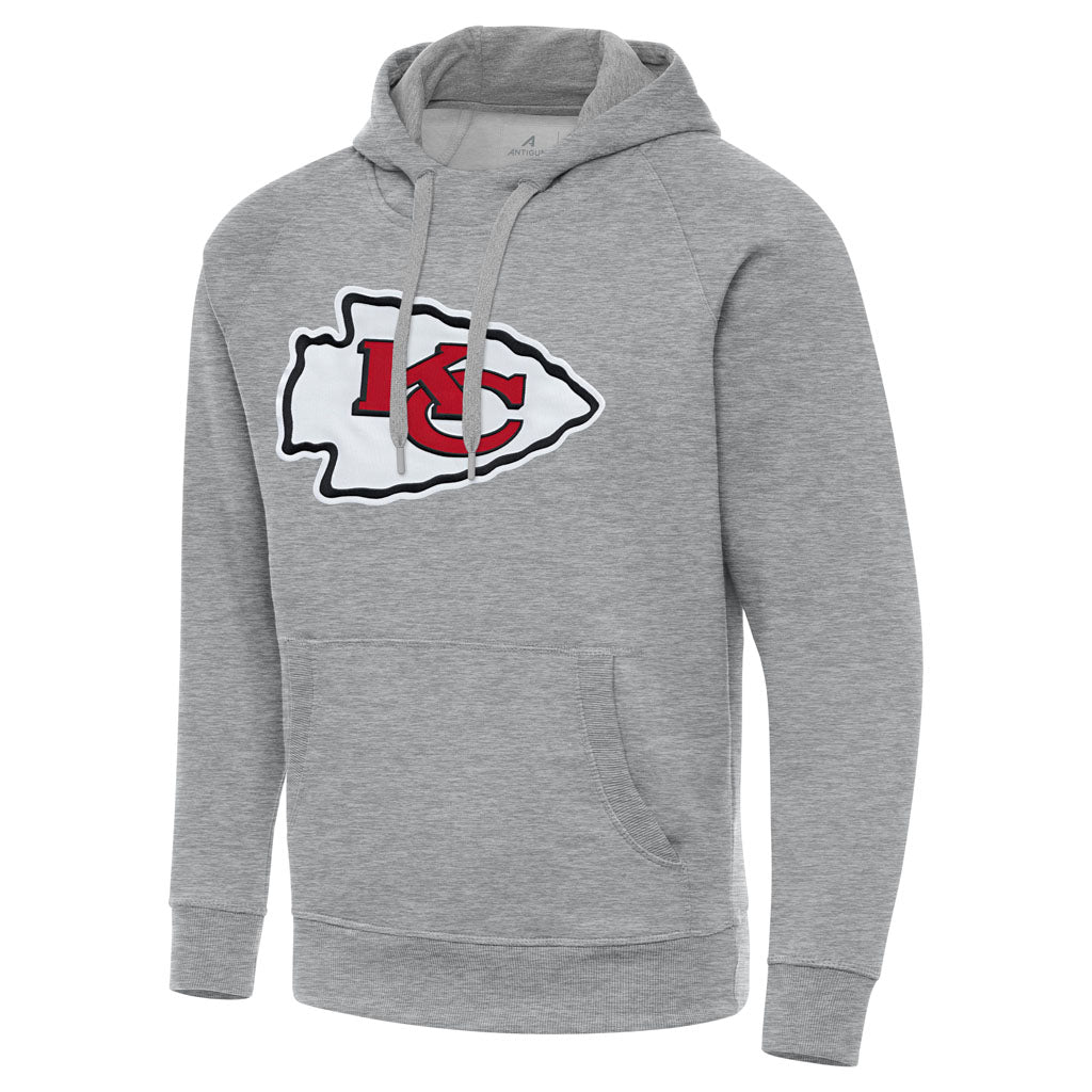 NFL Kansas City Chiefs Antigua Full Front Victory Pullover Hoodie - Heather gray
