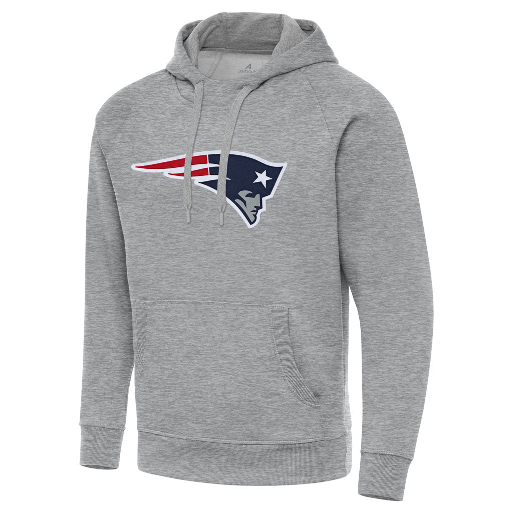 NFL New England Patriots Antigua Full Front Victory Pullover Hoodie - Heather gray