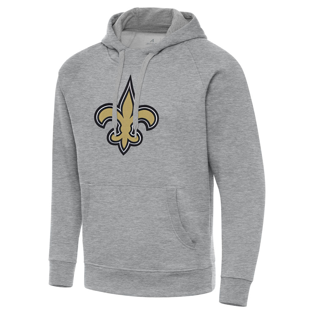 NFL New Orleans Saints Antigua Full Front Victory Pullover Hoodie - Heather gray
