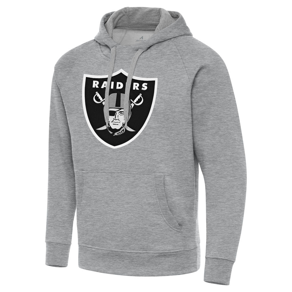 NFL Las Vegas Raiders Antigua Full Front Victory Pullover Hoodie - Heather gray