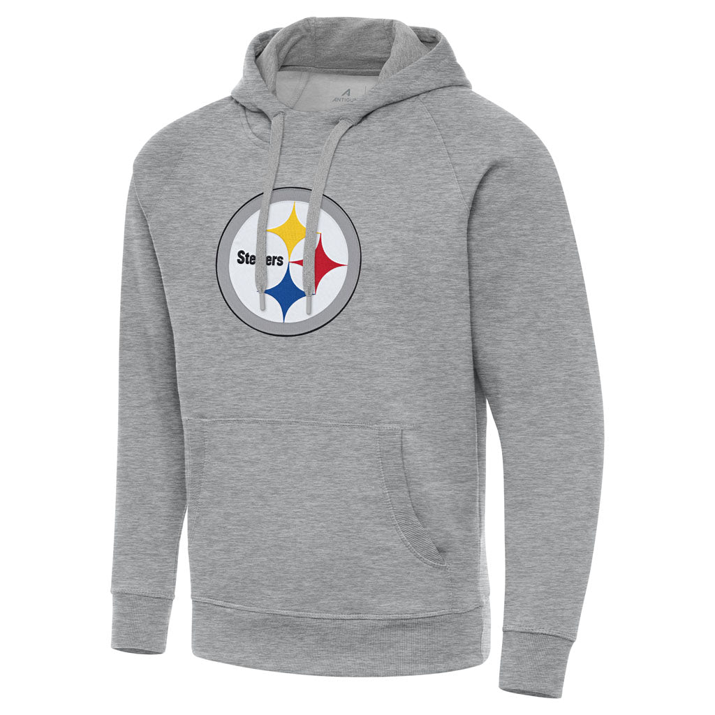 NFL Pittsburgh Steelers Antigua Full Front Victory Pullover Hoodie - Heather gray