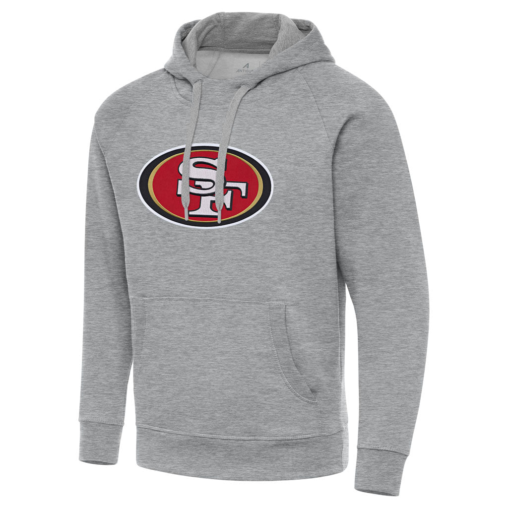 NFL San Francisco 49ers Antigua Full Front Victory Pullover Hoodie - Heather gray