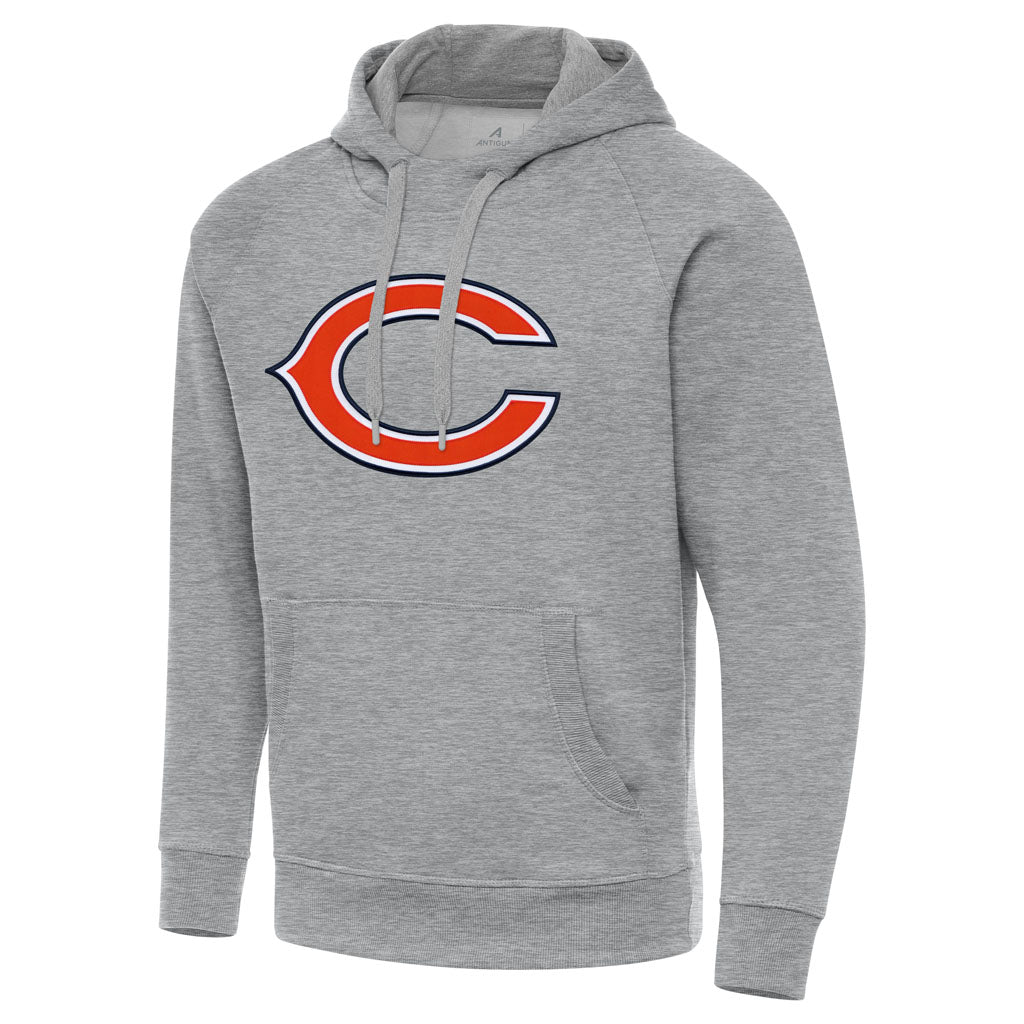 NFL Chicago Bears Antigua Full Front Victory Pullover Hoodie - Heather gray