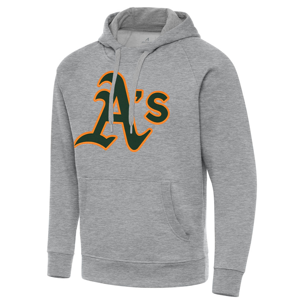 MLB Athletics Antigua Full Front Victory Pullover Hoodie - Heather gray