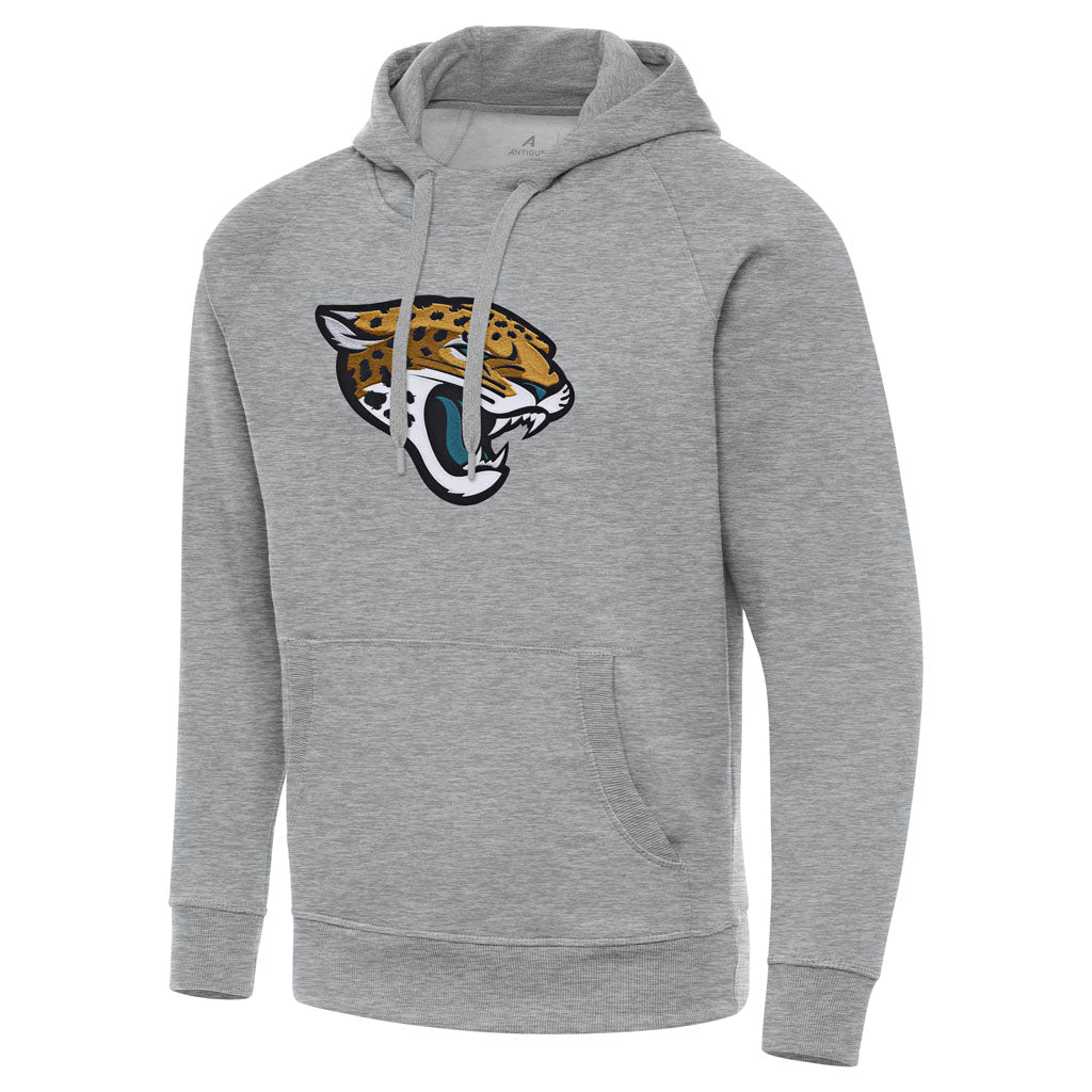 NFL Jacksonville Jaguars Antigua Full Front Victory Pullover Hoodie - Heather gray