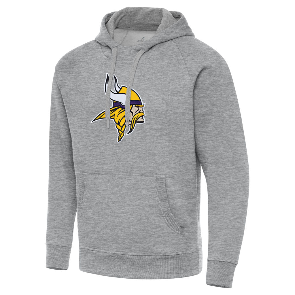 NFL Minnesota Vikings Antigua Full Front Victory Pullover Hoodie - Heather gray